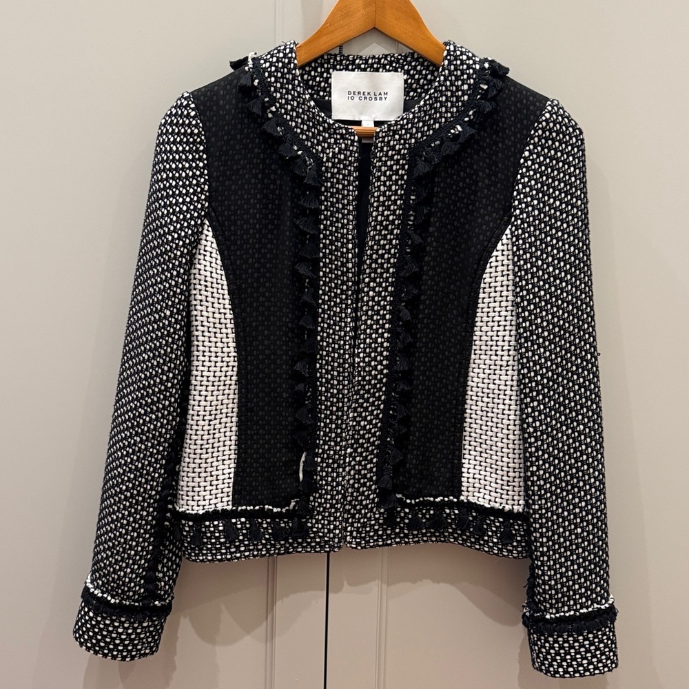 Derek Lam, Size 6, Black and White Textured Blazer